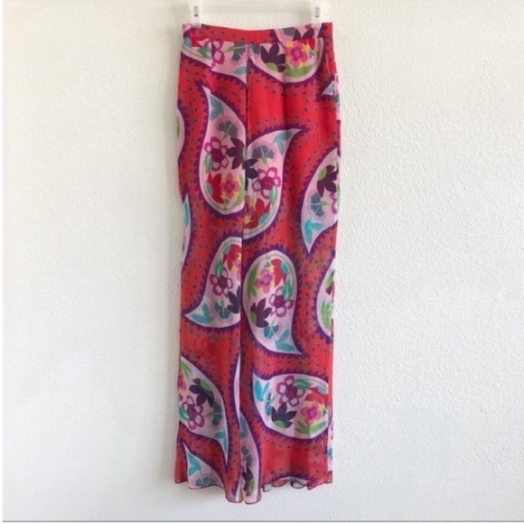 Delpozo Runway Printed Silk Wide Leg Sheer Trousers - Picture 5 of 9